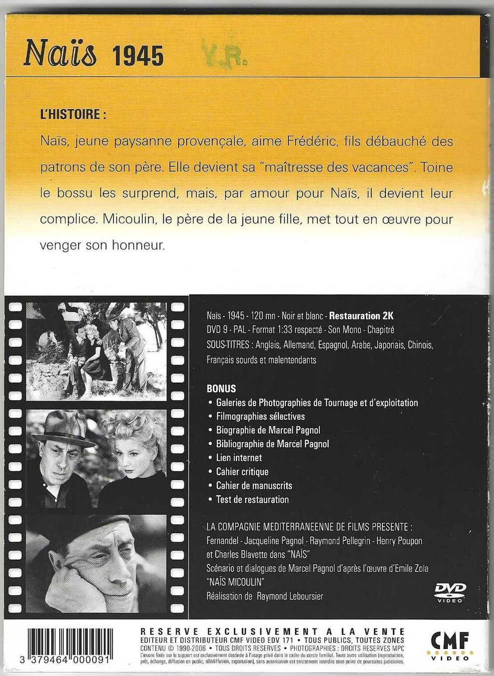 Tous les DVDs: DVD - Naïs - Marcel Pagnol - Fernandel – D'occasion à Genève par CDLPBookS 1