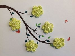 5 Stück Blumen gehäkelt mit Perlen , crochet, uncinetto 846