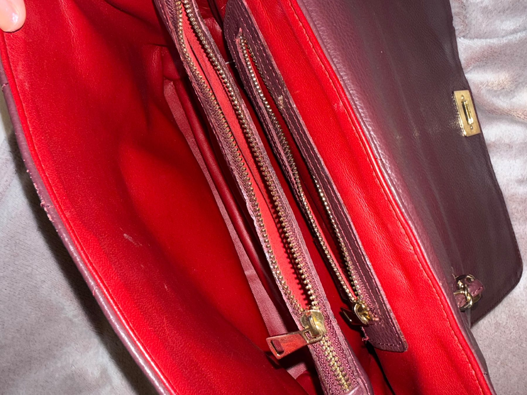 Borse da donna: Sac à main en cuir véritable violet – Usato da St-Maurice venduto da Sandrinette123 5