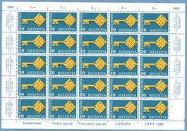 1968 Klein-Bogen   Europa  Schlüssel   postfrischer Bogen