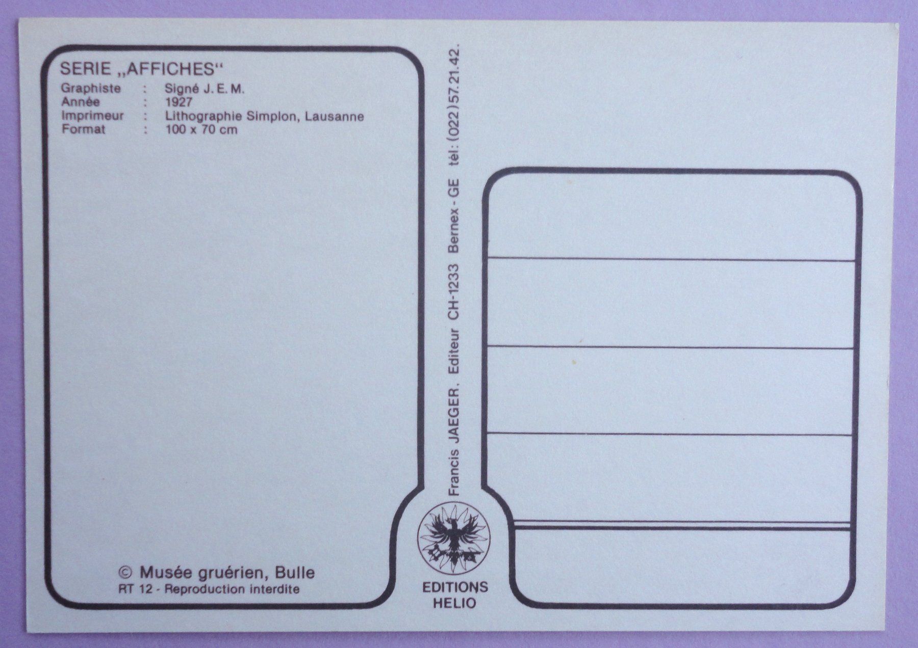 Cartoline postali: Affiche Rochers de Naye – Usato da Fétigny venduto da Billy2miny 1