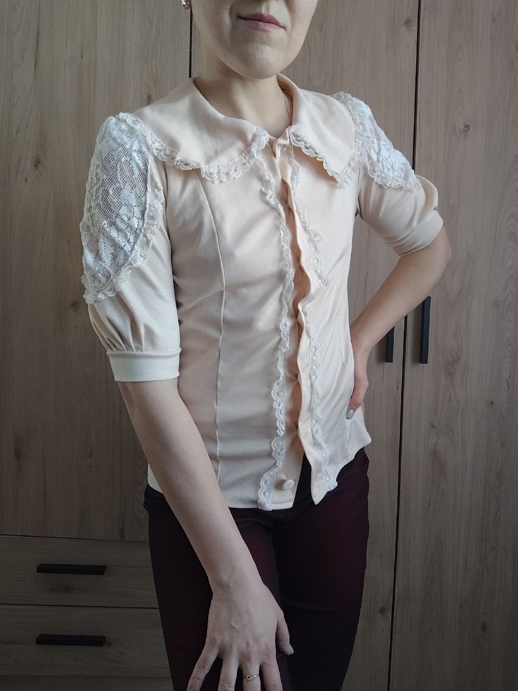 Camicette: Vintage Peach Lace Blouse S – Usato da Mägenwil venduto da VintageGirly 2