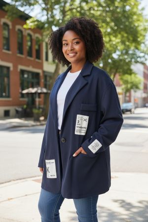 Damen Blazer Mantel Jacke blau l xl 2Xl