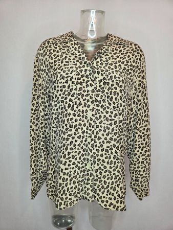 Vintage Seidenbluse Leoprint Gr. 36