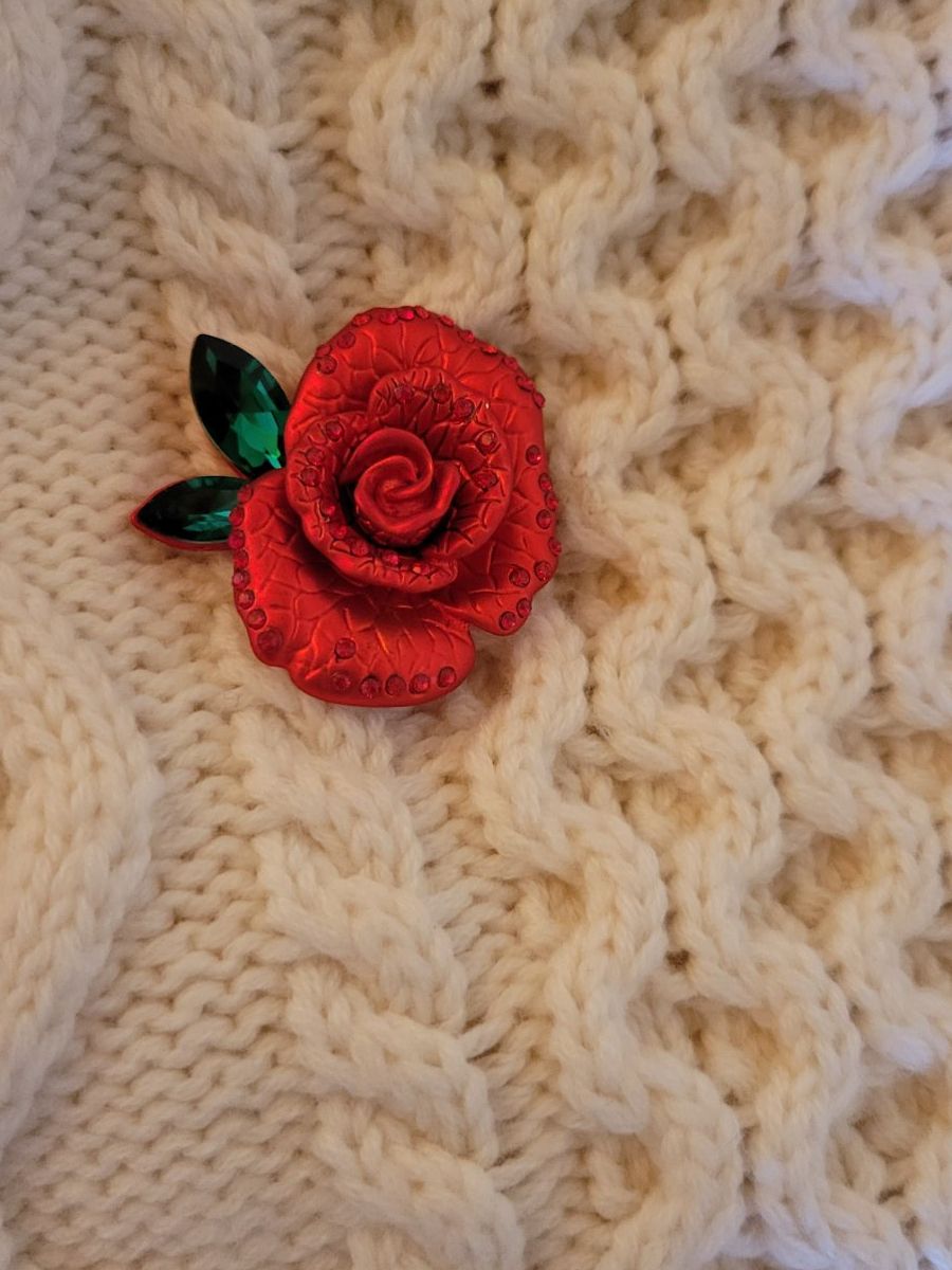 Spille & Fermagli: Broche fleur rouge vintage avec strass – Usato da Bernex venduto da Dariafr 3