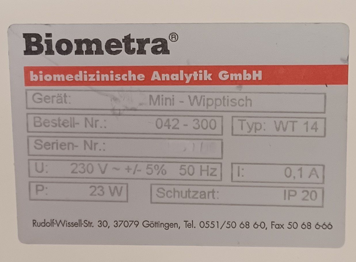 Accessori da laboratorio: Biometra Mini Rocking Platform WT 14 – Usato da Niederdorf venduto da LeptonAG_Labor 4
