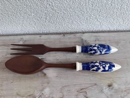 Lot de couverts à salade à motifs asiatiques