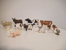 Schleich Bauernhof Tiere Sammlung–Kühe, Schwein, Ziege, Hase