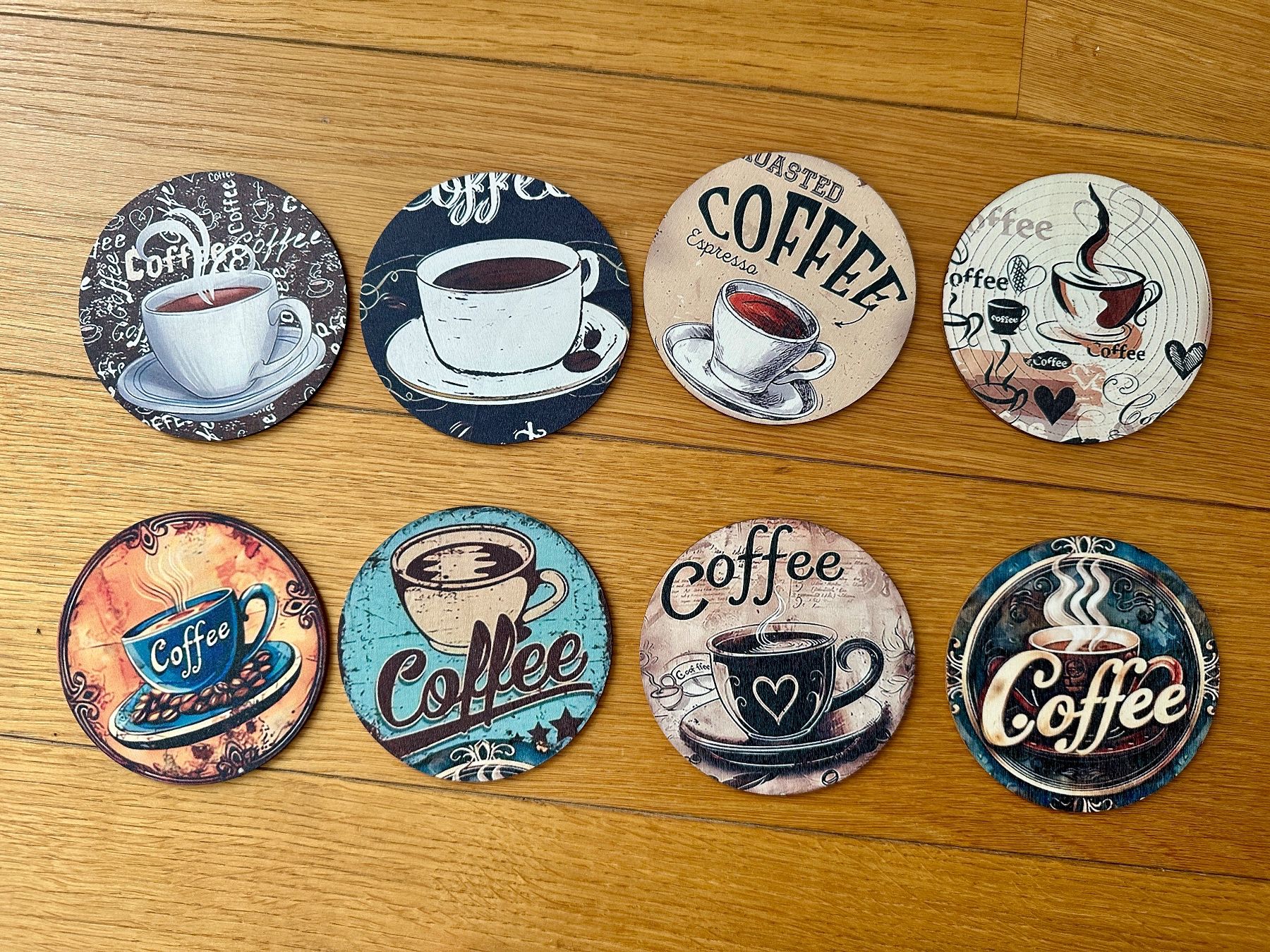 Sottobicchieri: Set of 8 Vintage Coffee Coasters – Nuovo (secondo la descrizione) da Gattikon venduto da Sarahs_Schatzkammer
