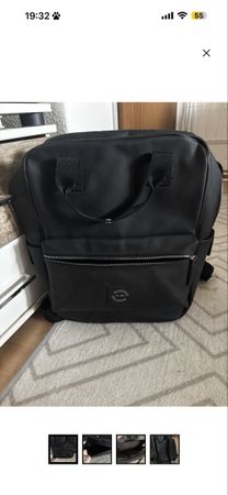 Schwarze Rucksacktasche, Kunstleder, Top Zustand