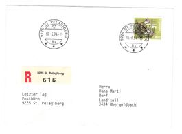 Letztagsbrief: Schliessung Poststelle 9225 ST.PELAGIBERG