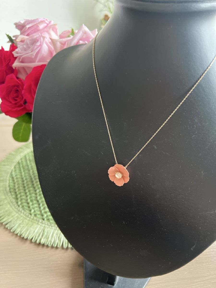 Catenine: Blumige Halskette, zartes Rosa – Usato da Seon venduto da Sunny-Schmuck78