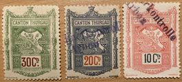 3 Fiskalmarken Kanton Thurgau TG - Stempelmarken