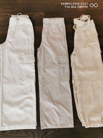 2 CARGO HOSEN/JEANS NEUWERTIG GR 140 BEIGE