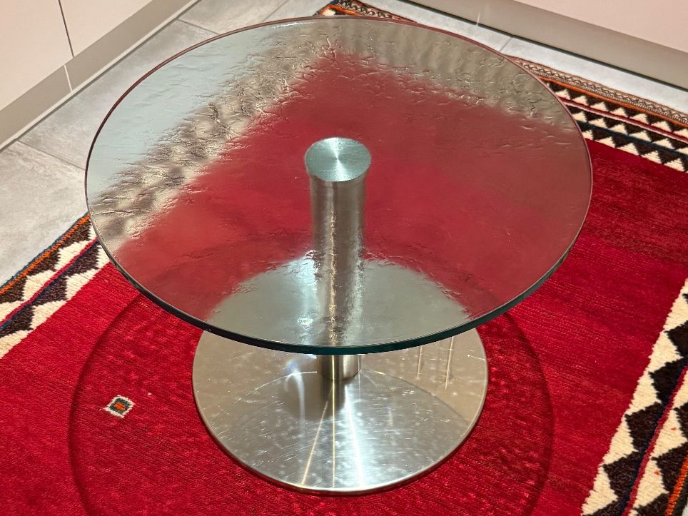 Tische: Couchtisch HUTTER Design Glas / Edelstahl – Gebraucht aus Spreitenbach von Jesset 1