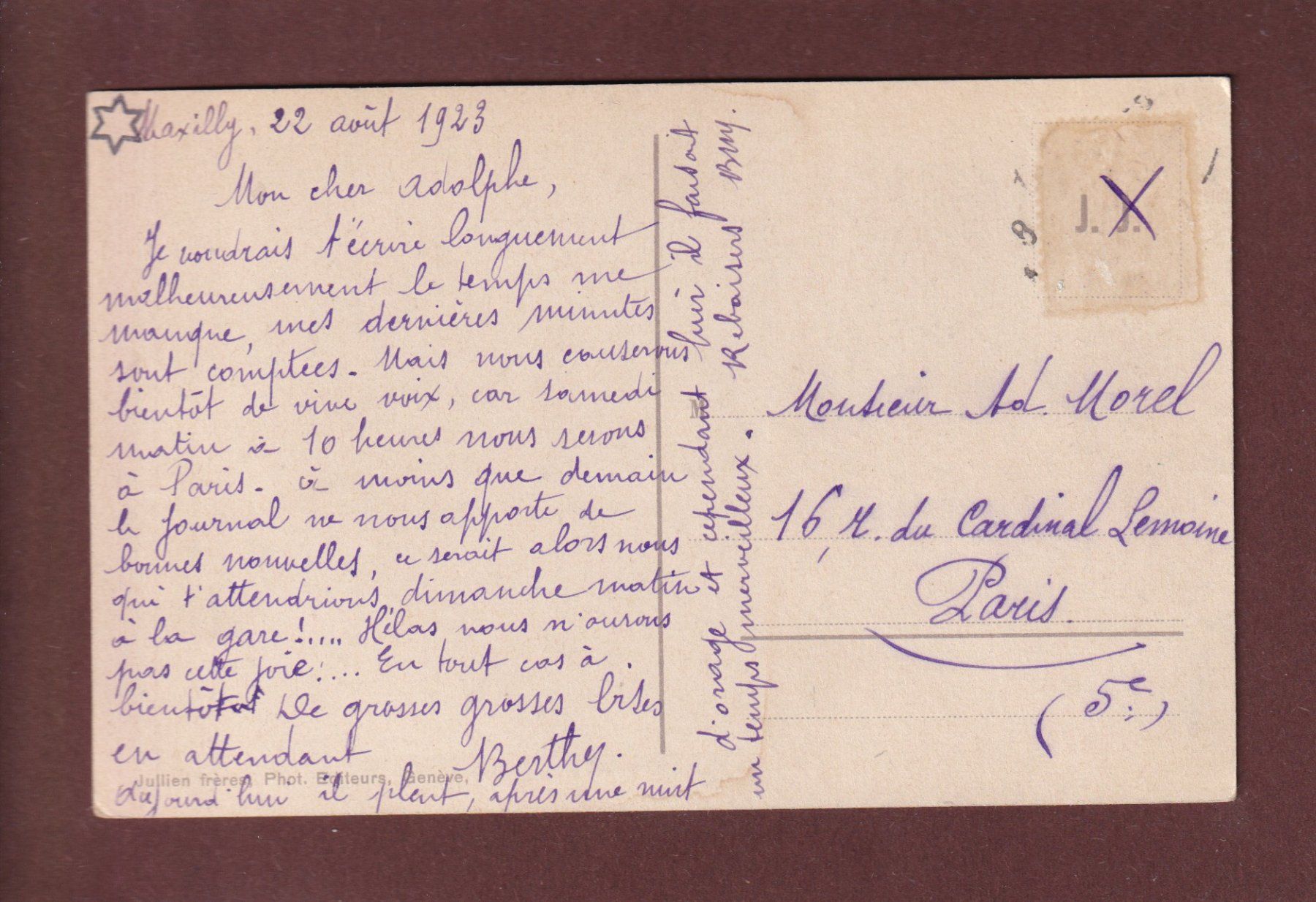 Cartoline postali: MONTREUX - Le Port - 1923 – Usato da Pully venduto da nicecards 1