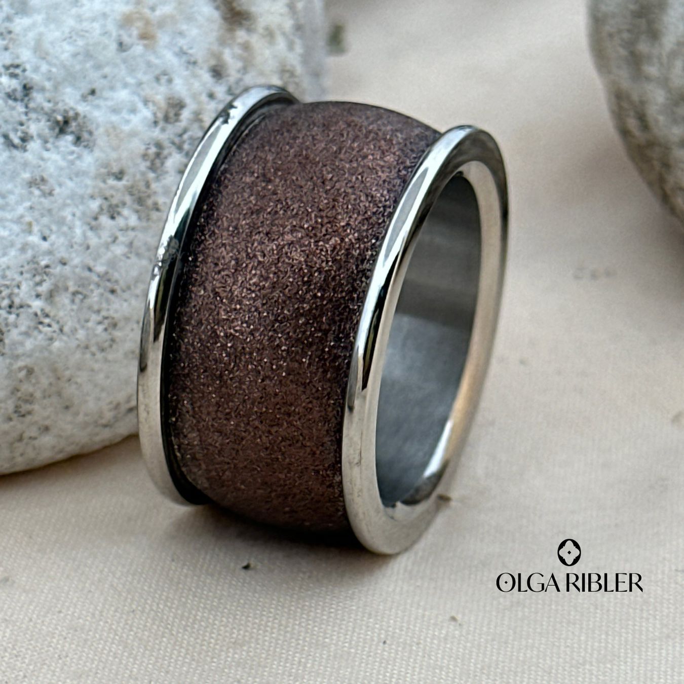 Olga Ribler Bagues: Edelstahl Statement  Ring in braun Grösse 60 – Neuf (Voir description) à Luzern par Schmuckoutlet 4