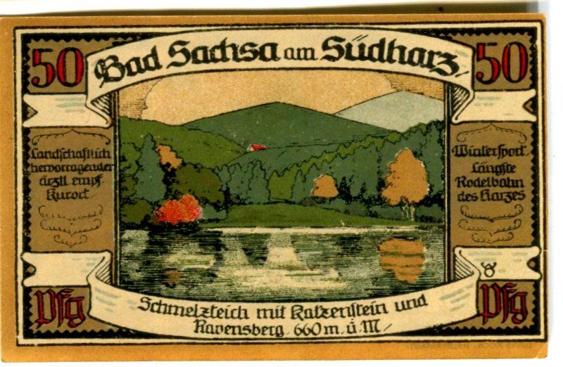 Banknoten: Notgeld "50 Pfennig. Bad Sachsa 1921" – Gebraucht aus Basel von Butsch5