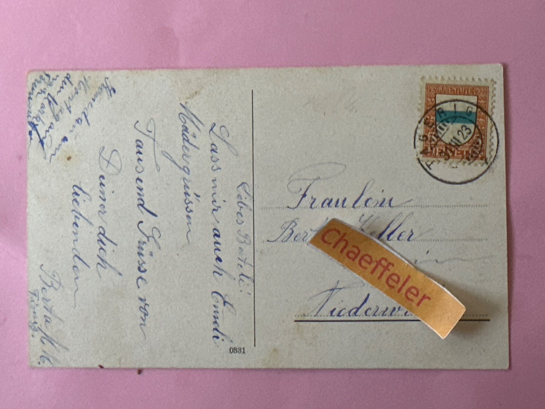 Ansichtskarten: 1923 Herzliche Ostergrüsse – Gebraucht aus Zürich von Chaeffeler 1