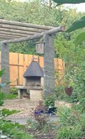 Gartencheminée aus Waschbeton mit Kupferhaube gebraucht