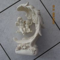 Engel-Figur mit zwei Engeln auf Schaukel, Vintage-Look