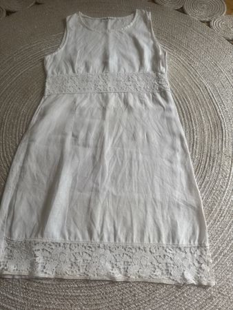 Kleid weiss Grösse M Leinen mit Spitze guter Zustand