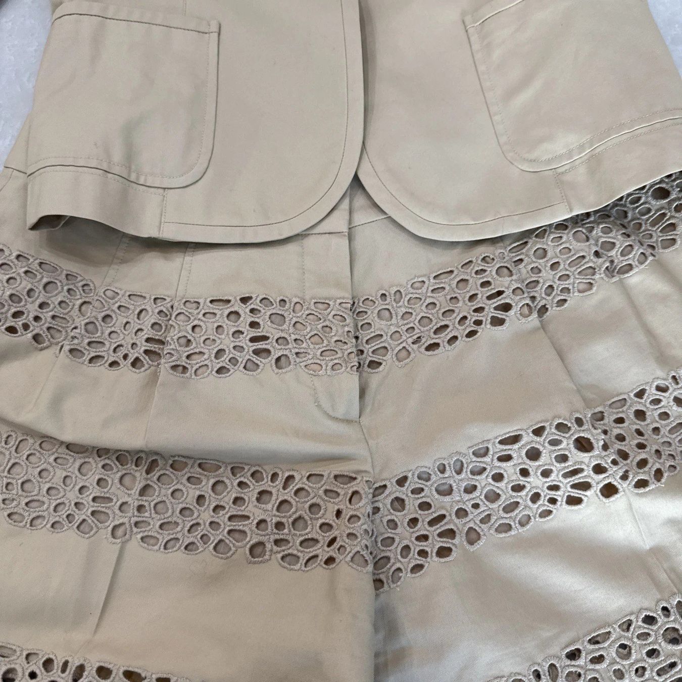 Costumi: Escada Sommer Set, Gr. 36, Beige, mit Lochmuster - Top Zu... – Usato da Obergösgen venduto da crystalfox 3