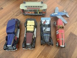 Blechspielzeug, Vintage Autos, Flugzeug, Tram