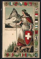 Schweiz, Helvetia, Wappen der Kantone, M
