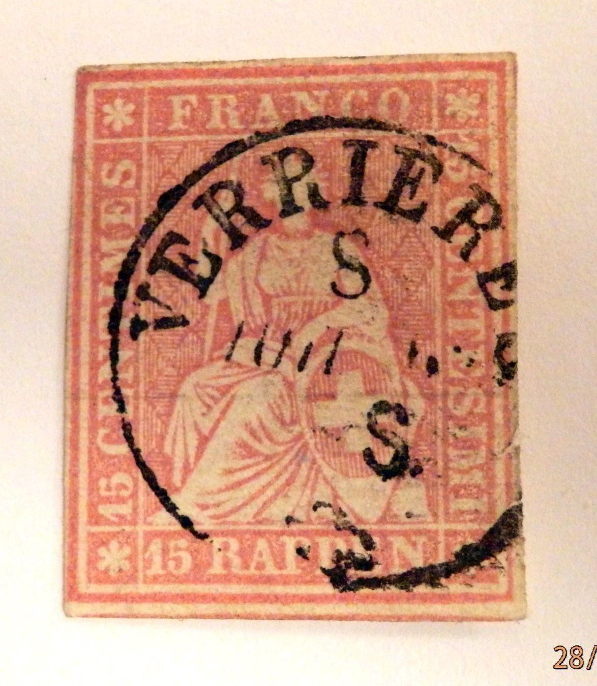 Alle Briefmarken: 24G, Strubel, vollrandig, mit Befund: – Gebraucht aus Ueberstorf von dinbau