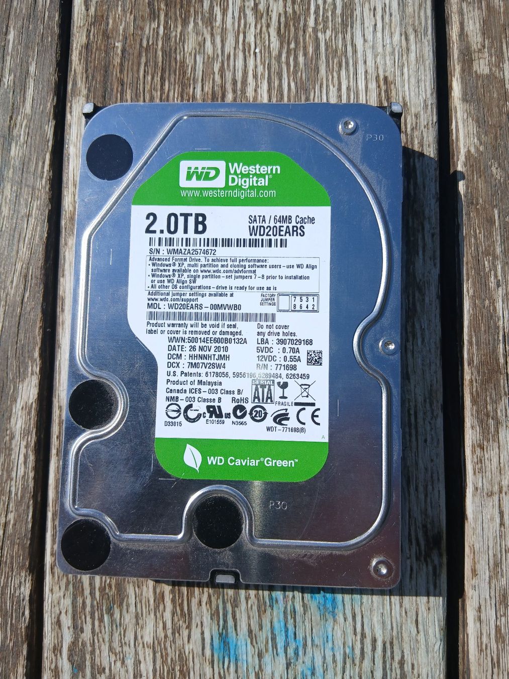 Western Digital Dischi rigidi: HDD WD green 2TB WD20EARS – Usato da Auswil venduto da Rudi60
