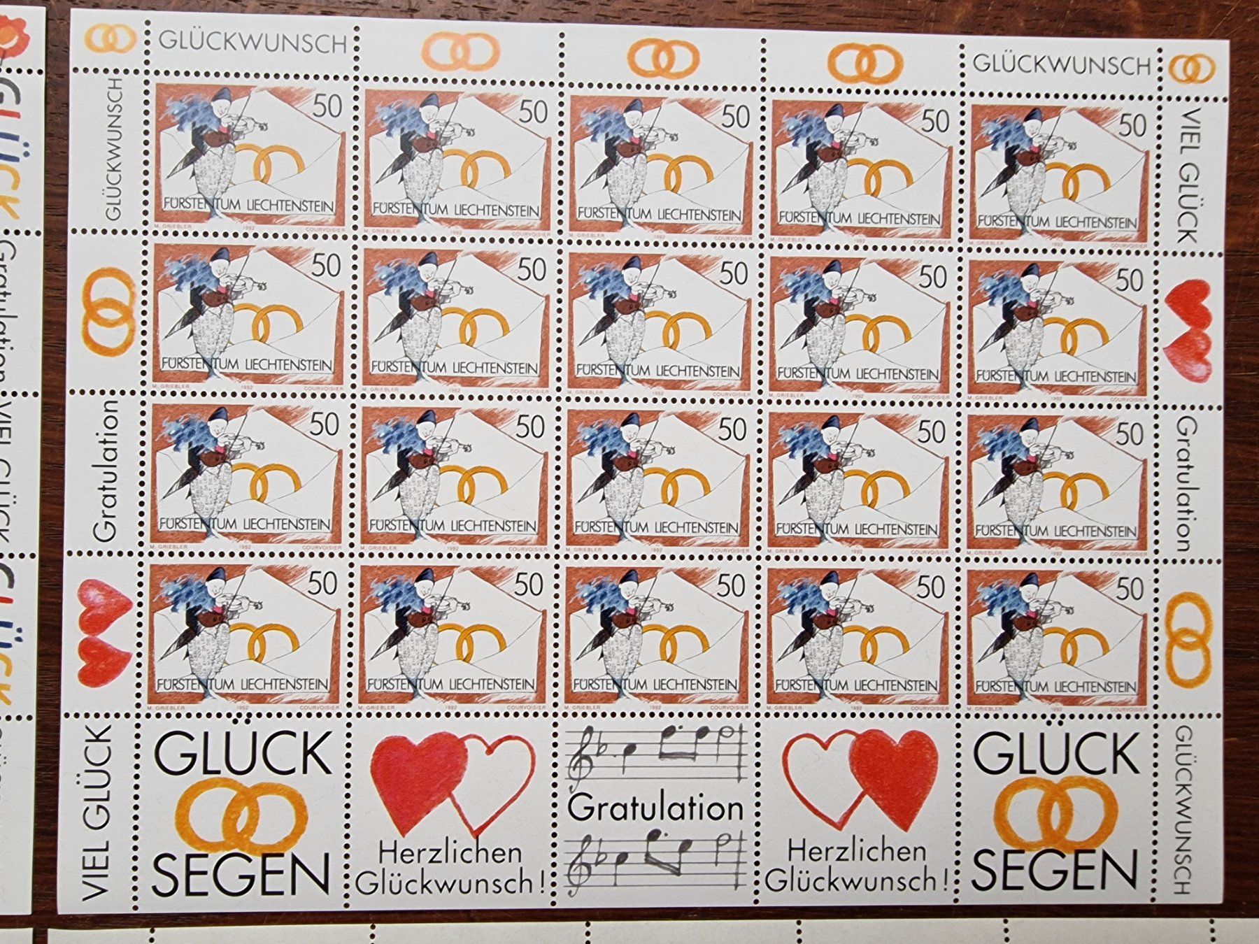 Tutti i francobolli: FL 1992 Serie Bögen "Botschaften" ** /1041/44 – Usato da Aesch LU venduto da briefmarken.uray 3