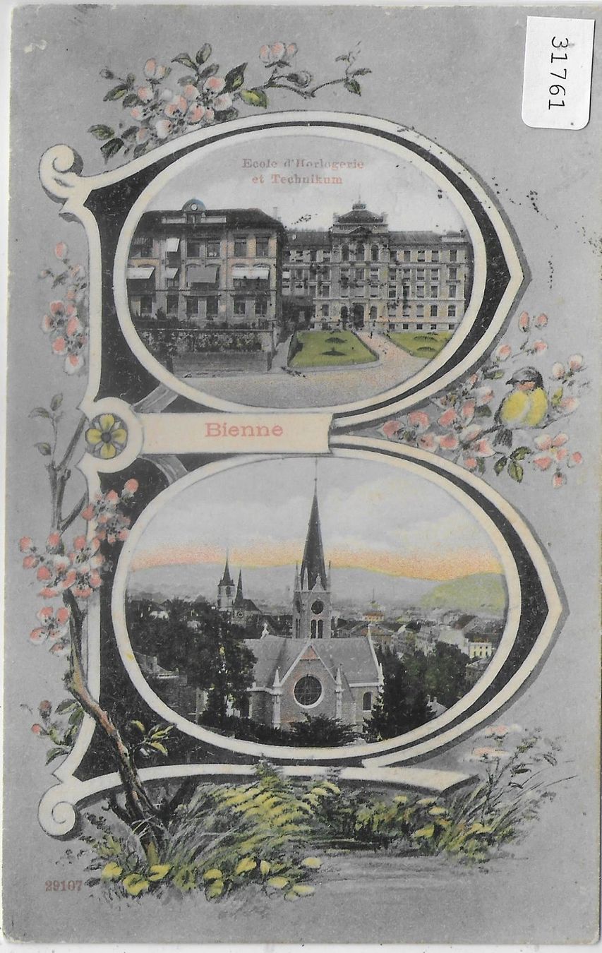 Cartoline postali: Biel-Bienne Ecole d'Horlogerie et – Usato da Ettingen venduto da Kartenplanet