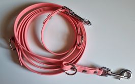 3-fach verstellbare Biothane Leine, coral