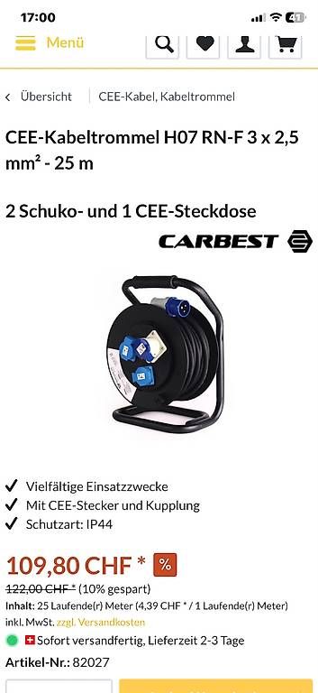 Cavi: CEE Kabeltrommel  NEU!! – Usato da Gempenach venduto da Mittelpudel 1