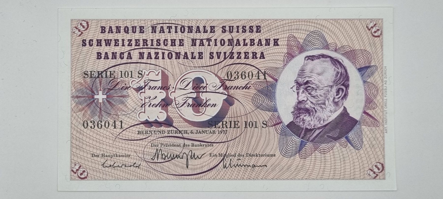 Banconote: Note 10 FR 1977 ungefaltet – Nuovo e nell'imballaggio originale da Bure venduto da chap981