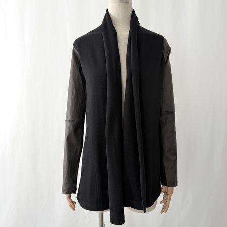 MAJESTIC FILATURES Wool + Washable Leather New Cardigan