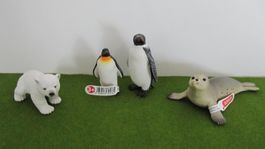 Schleich Tierfiguren, kleiner Eisbär, Pinguine & Robbe
