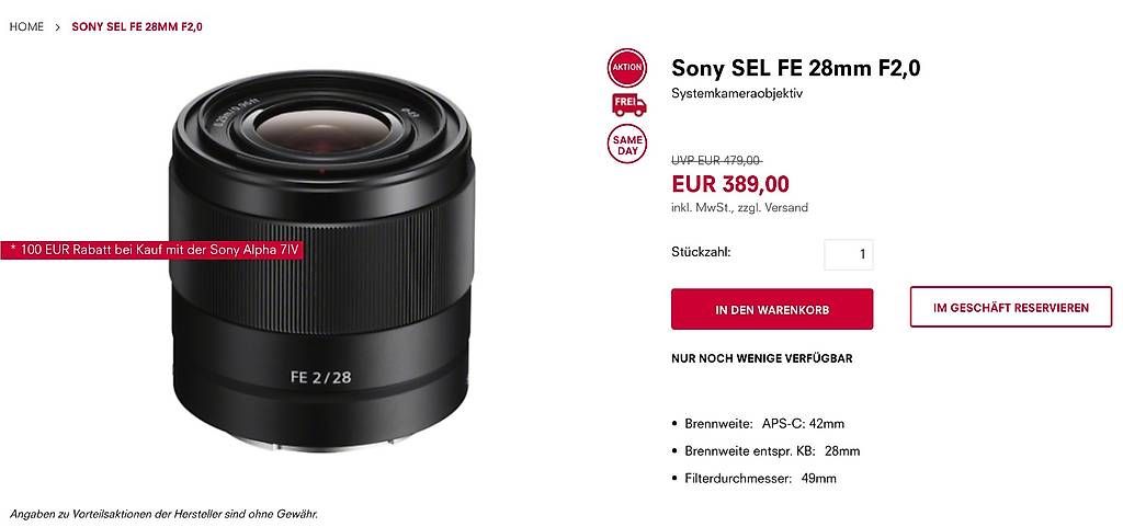 Sony Objectifs: Sony SEL FE 28mm F 2,0 OVP + Filter – D'occasion à Zürich par ana_s7dl 4