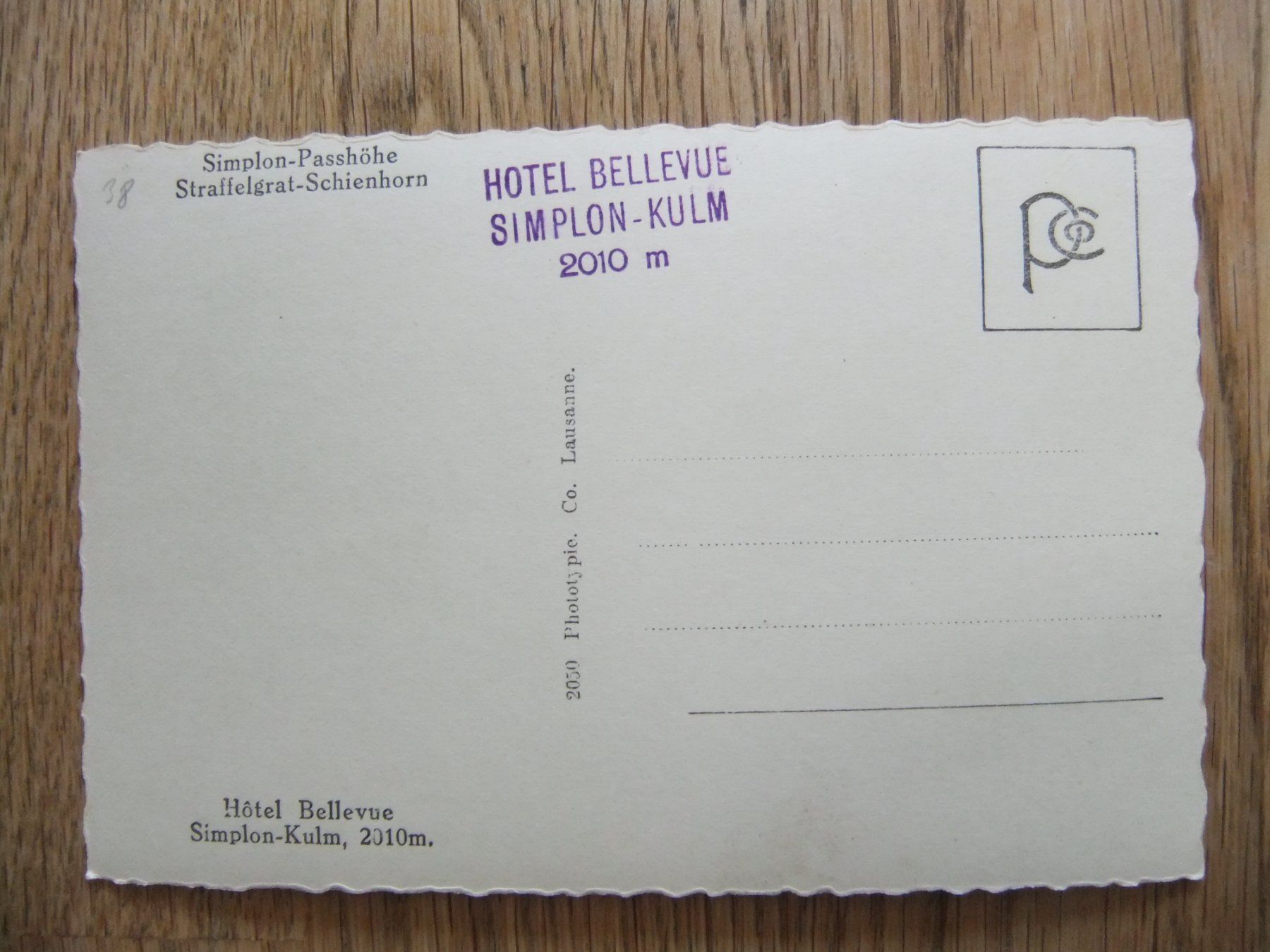 Cartoline postali: Hotel Bellevue Simplon - Kulm – Usato da St. Niklaus VS venduto da wunschlos54 1