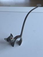 Katzenfigur Metall mit roten Steinen Ringhalter(S27)