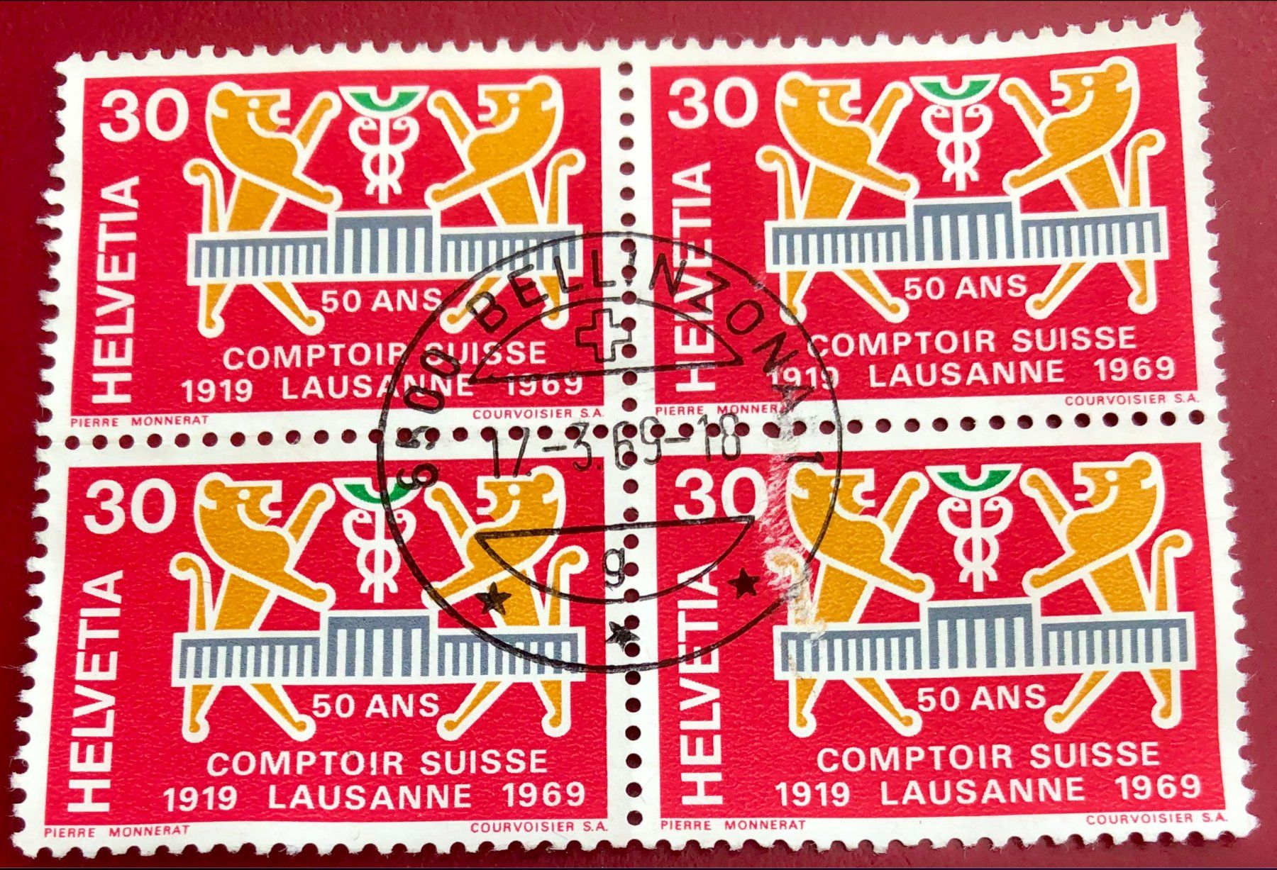 Tutti i francobolli: 4 er Block Nr.462 mit Stempel Bellinzona – Usato da Aarau venduto da Billa007