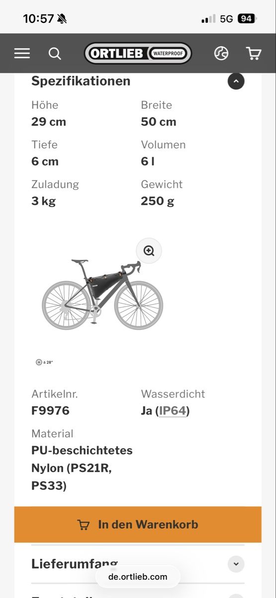 Ortlieb Borse: Rahmentasche Ortlieb Frame-Pack RC 6L – Nuovo (secondo la descrizione) da Matten b. Interl venduto da Andri2000I 4