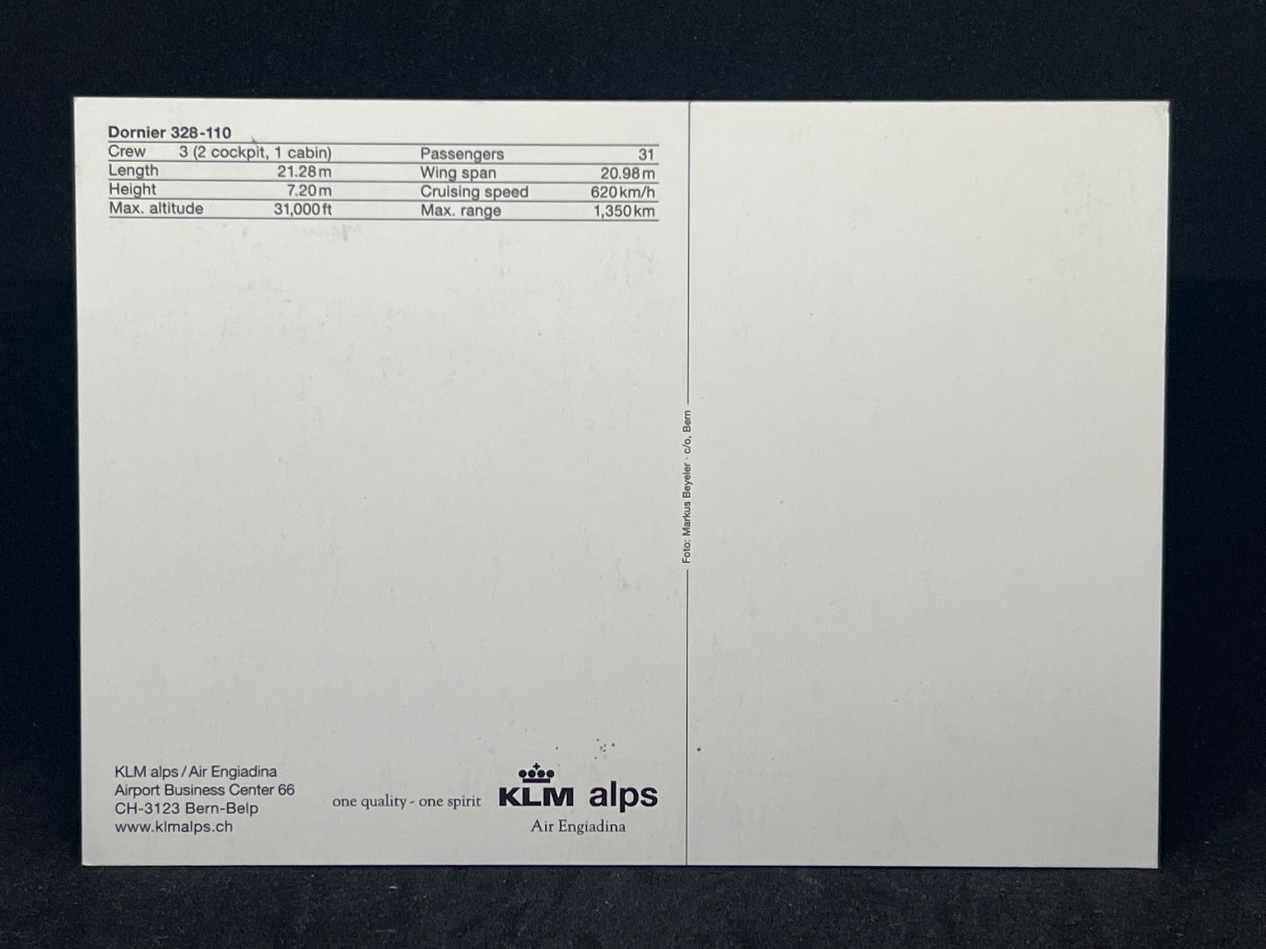 Cartoline postali: KLM alps: Dornier 328-110 – Usato da Widnau venduto da Brusi9 1