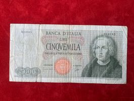 ITALIA-Cinque Mila Lire 3 Settembre 1964- Cristoforo COLOMBO