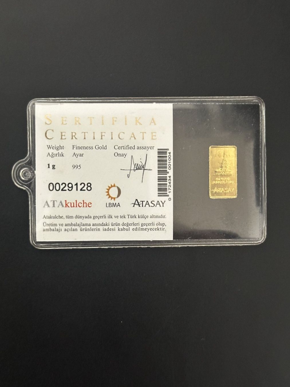 Edelmetalle: Goldbarren 1g Atasay – Neu und originalverpackt aus Untersiggenthal von byiggy 1