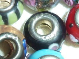 lot de 15 perles pandora en argent et verre soufflé murano