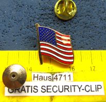 USA FLAGGE SCHMUCK-PIN GOLDIG ENAMEL MIT SECURITY-CLIP
