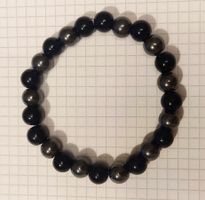 Schwarz-Silber Armband, Hämatit & Onyx elastisch, zirka 10mm