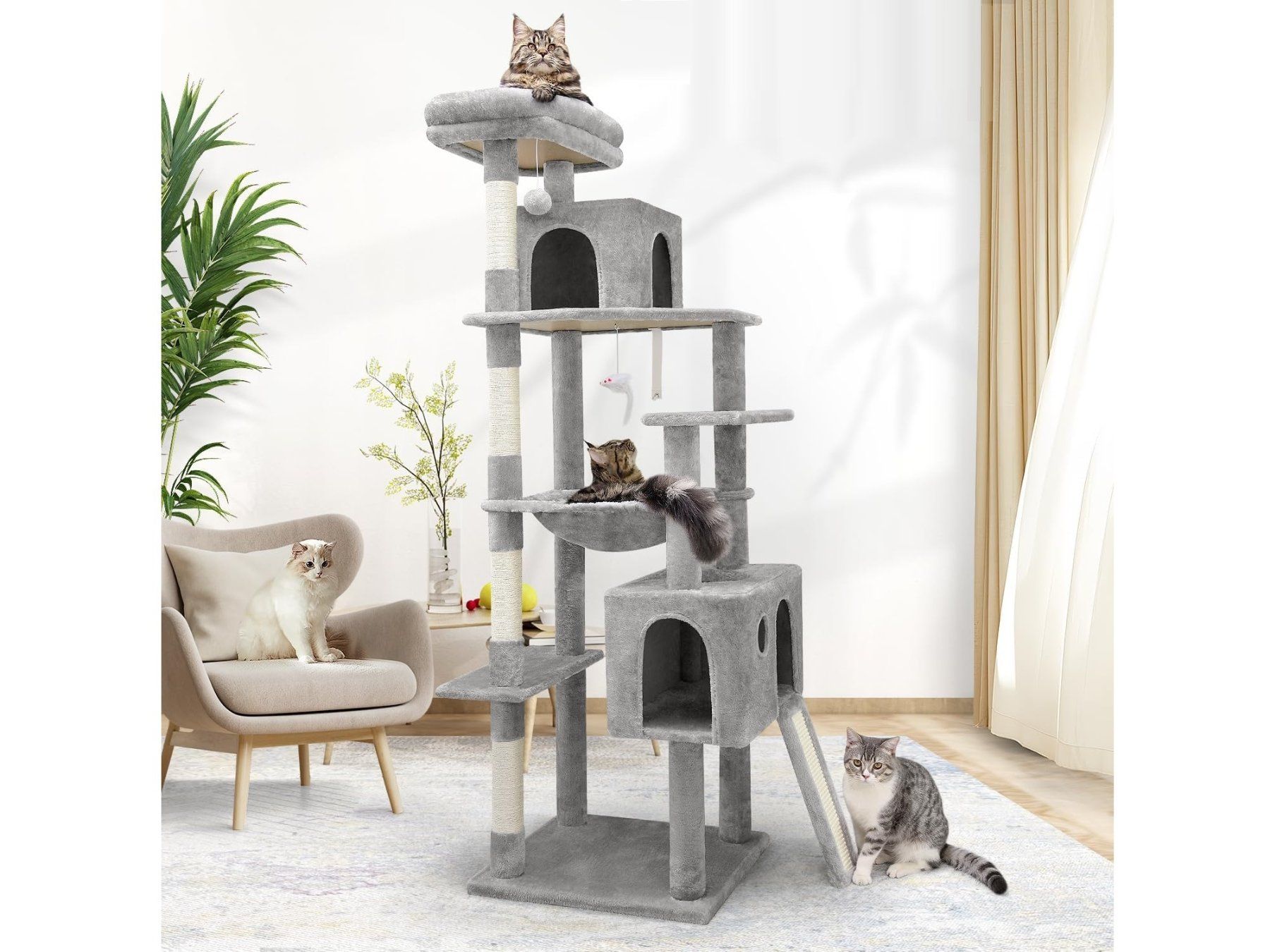 Tiragraffi: Kratzbaum Kletterbaum Katzenbaum 178cm Katzenhaus hellgrau – Nuovo e nell'imballaggio originale da Zürich venduto da MueDes